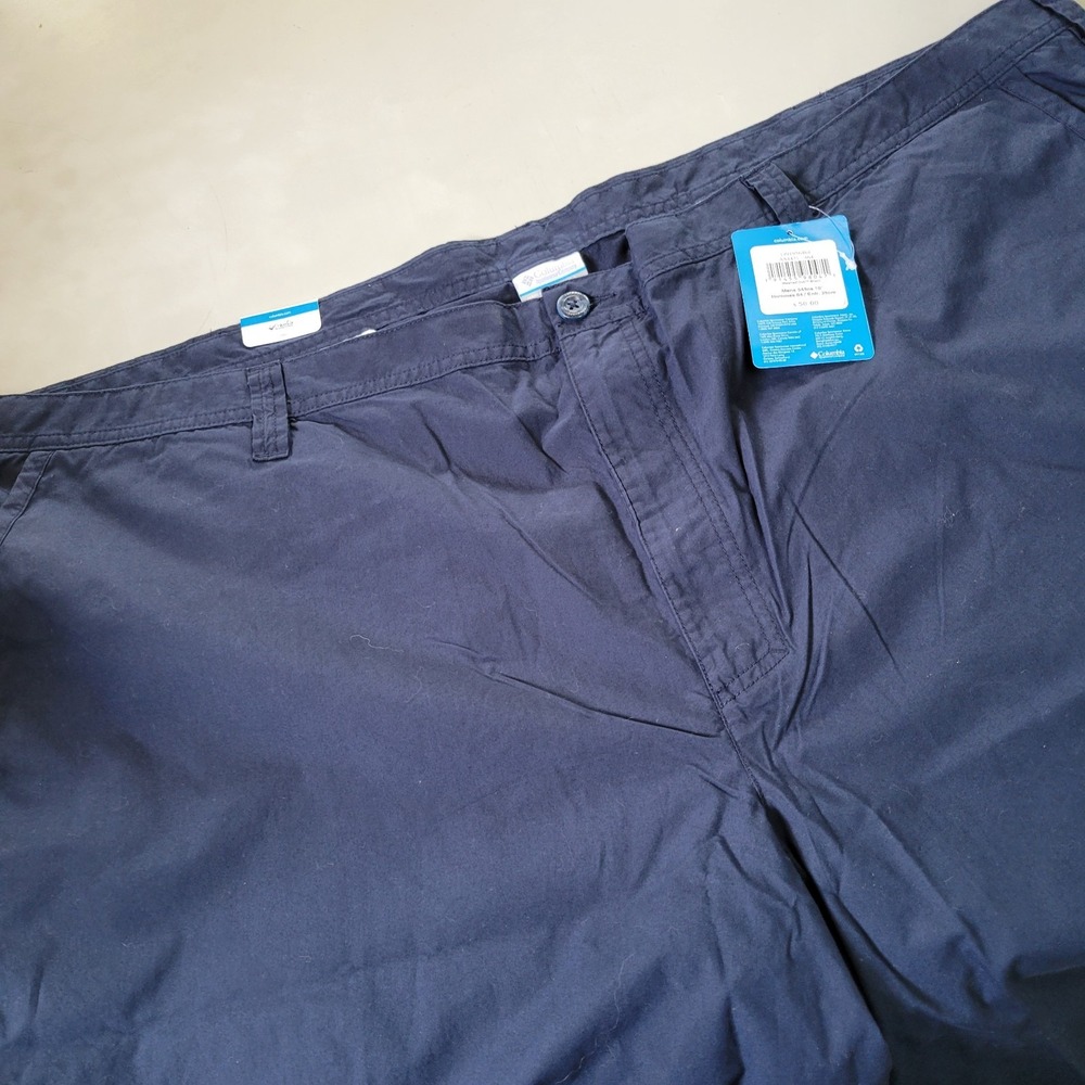 Columbia Men's 54x10 Solid Navy Blue Flat Front‎ Chino Cotton Shorts NWT $50.00